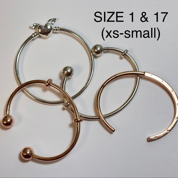 Set of 4 Sterling Silver & Rose Gold Pandora Bracelets - Picture 1 of 1